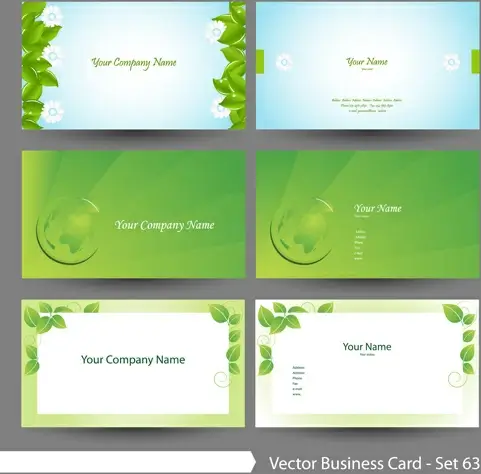 elegant green natural business cards vector