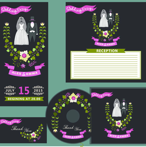 elegant invitation card with cd cover vector