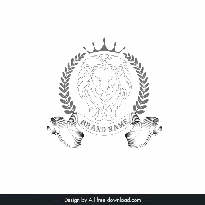 elegant lion head logo elegant 3d ribbon sketch
