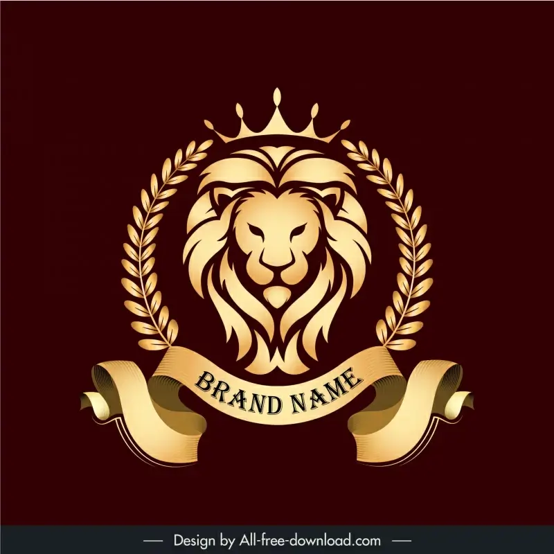 elegant lion head logo symmetric elegance