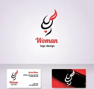 elegant woman logo with cards vector graphics 