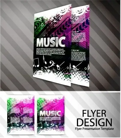 elements of abstract flyer music vector set