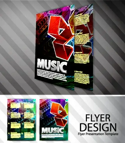 elements of abstract flyer music vector set