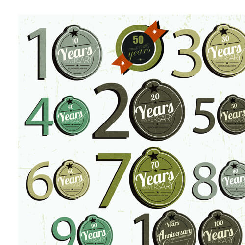 elements of anniversary numbers labels vector