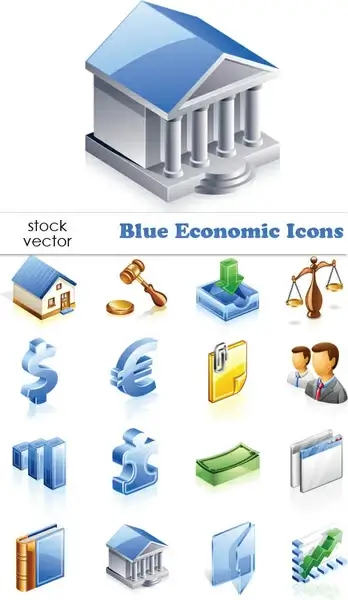 elements of blue economic vector icons