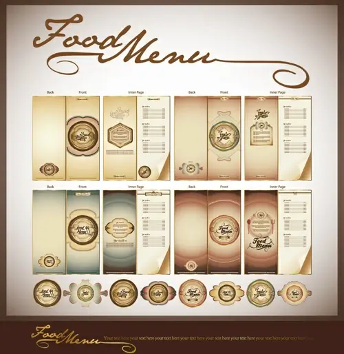 elements of food menu cover design vector