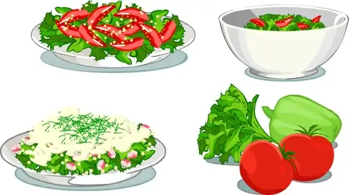 elements of salad mix vector graphic