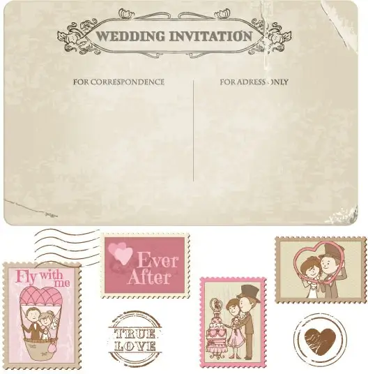elements of wedding seal and stamp vector
