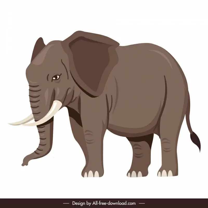 elephant animal icon classical cartoon handdrawn outline