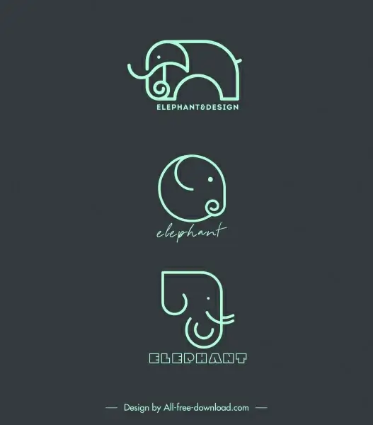 elephant logotype template flat handdrawn sketch