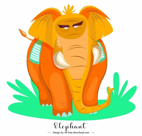 elephant painting cartoon sketch orange design