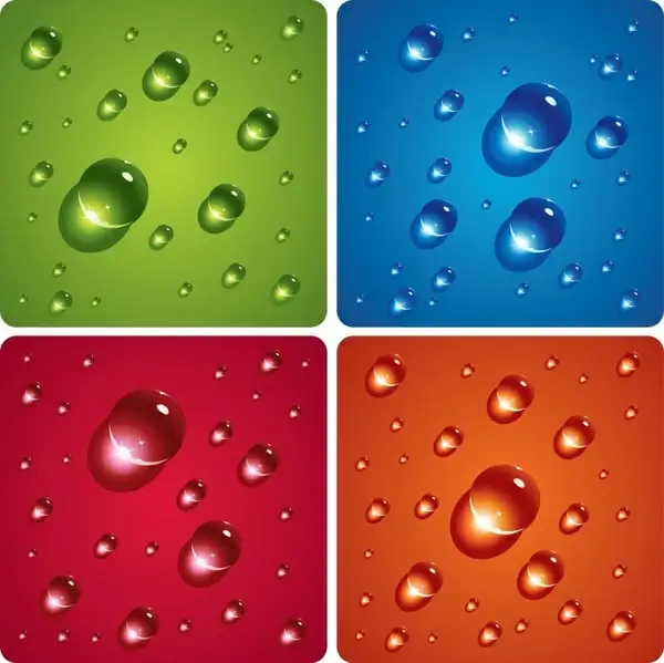 wet waterdrop background templates shiny colored modern 3d