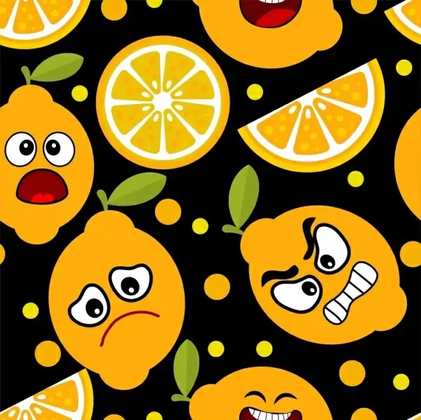emoticon background orange fruit icons stylized design