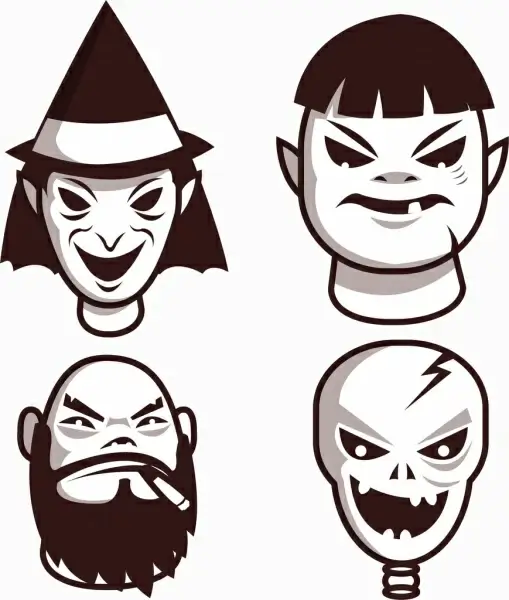 emoticon collection frightening faces design