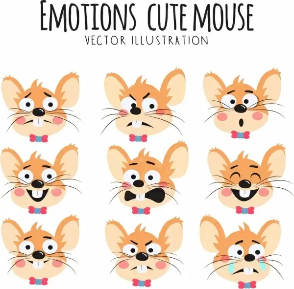 emotional face icons cute mouses design
