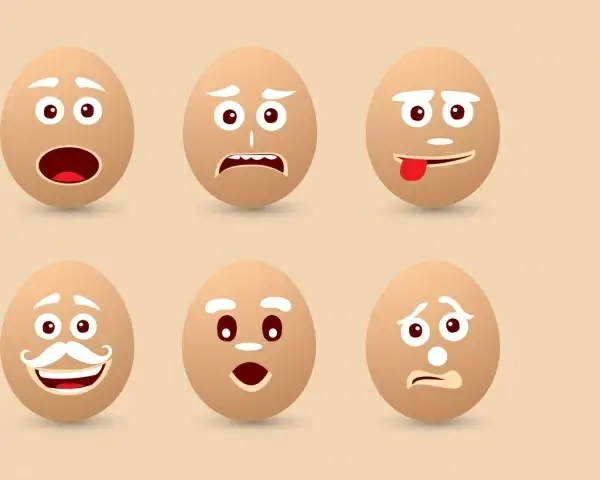 emotional faces collection brown egg icons decoration