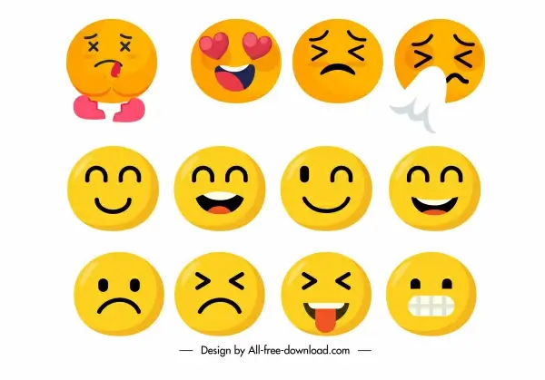 emotional icons cute circle faces sketch