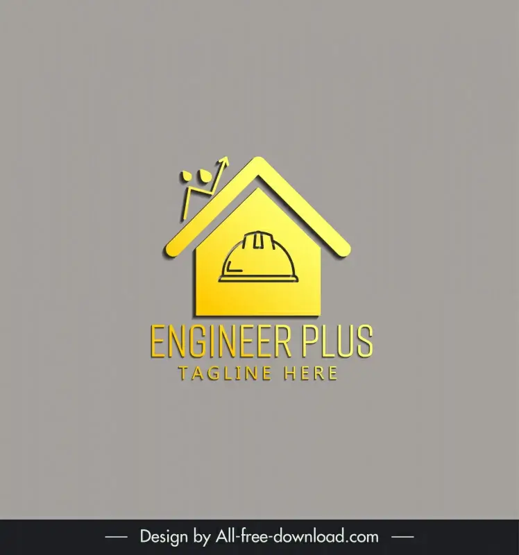 engineer plus logo for waterproofing and construction company flat geometric home design