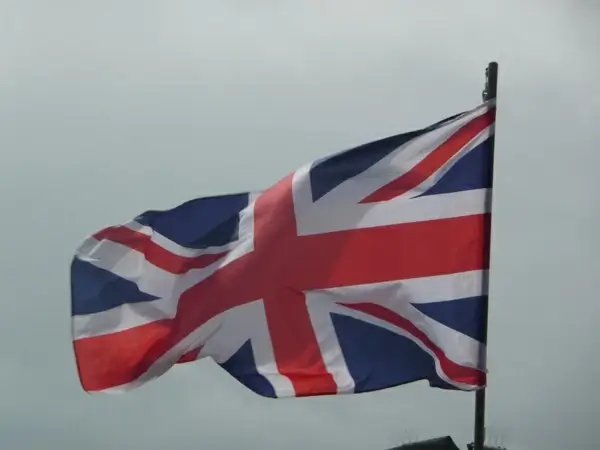 english flag in the wind