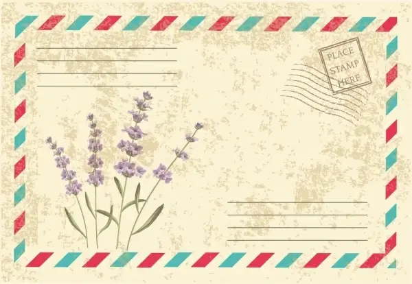 envelope cover design lavender icon retro decoration