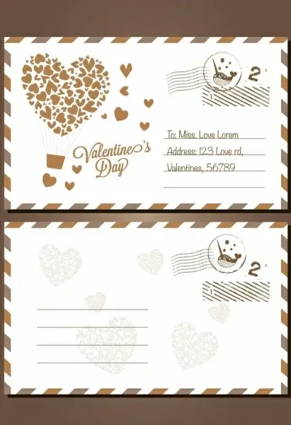 envelope template valentine day decoration classical style