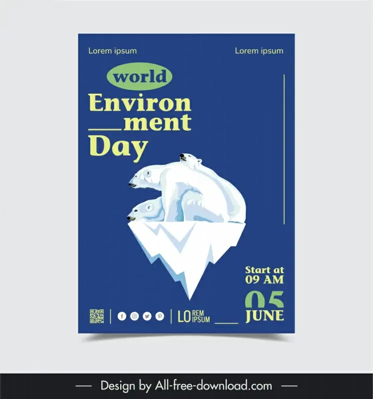 environment day poster template white bears ice design 