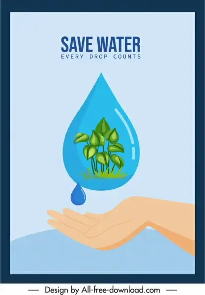 environmental protection banner waterdroplet hand leaves sketch