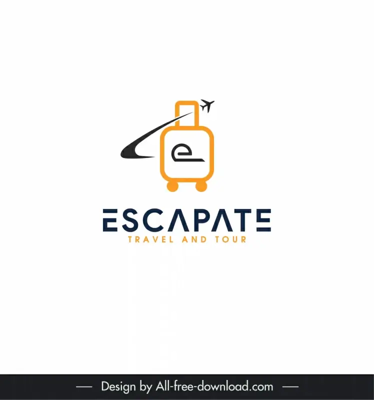 escapate travel and tour company logo flat dynamic plane luggage design 