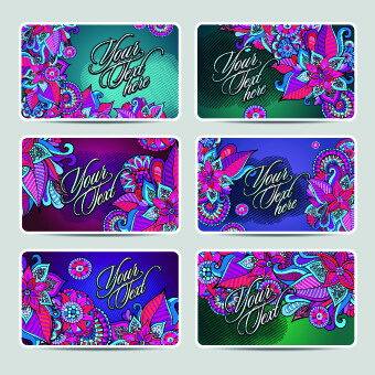 ethnic decorative style cards vector graphics