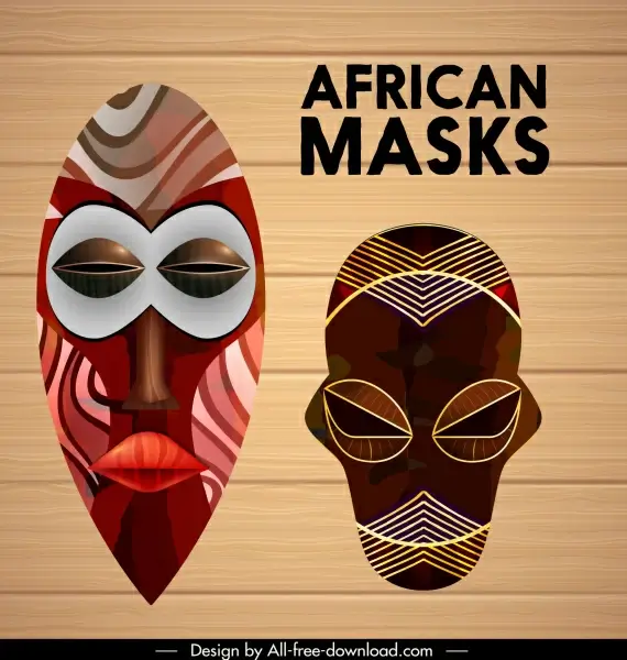 ethnic mask templates colorful frightening symmetric design