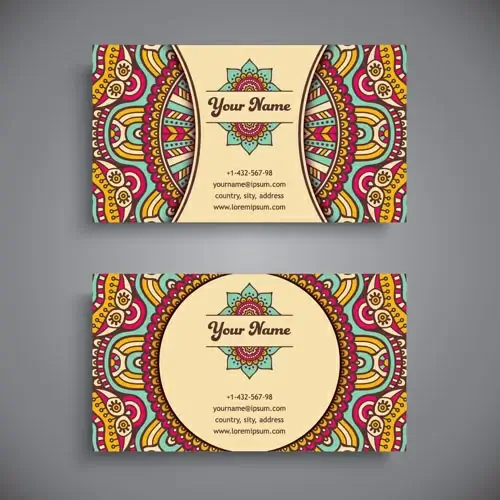 ethnic pattern business card vintage vector