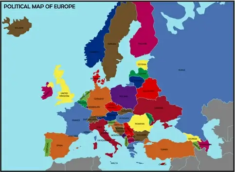 europe political map vector