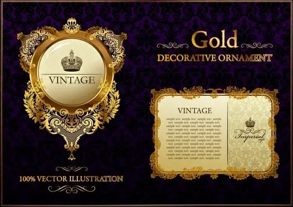 gold decorative templates luxury european shapes