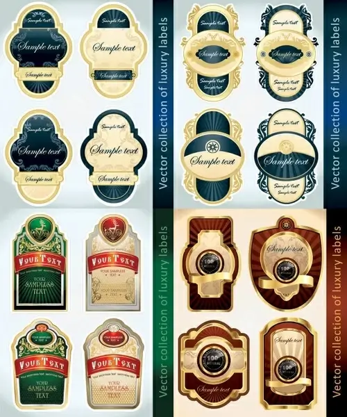 european classic bottle label stickers vector