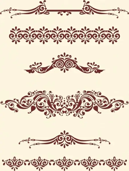 document decorative design elements classical symmetric seamless curves