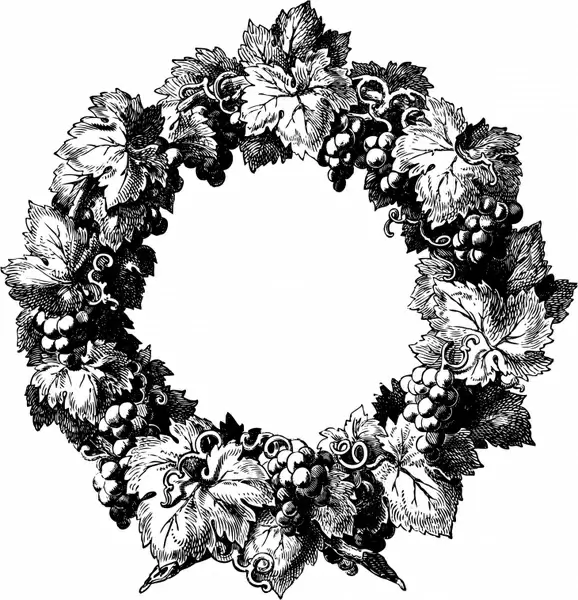 wreath border template classical black white outline