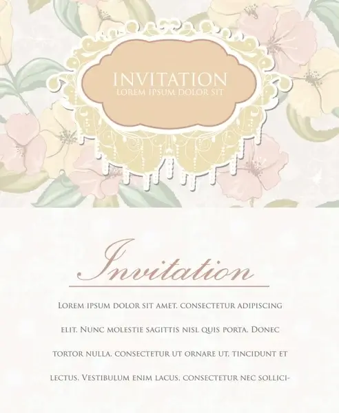 wedding invitation card classic elegant colorful blurred floral