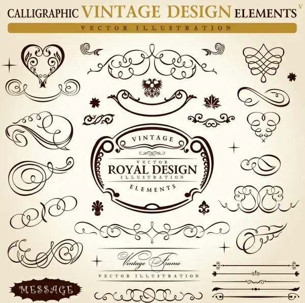 decorative elements templates vintage elegant curves symmetric shapes