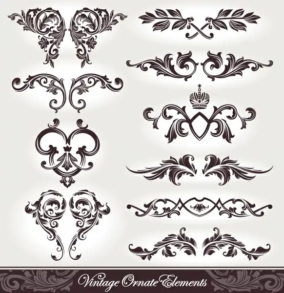document decor elements elegant symmetrical shapes