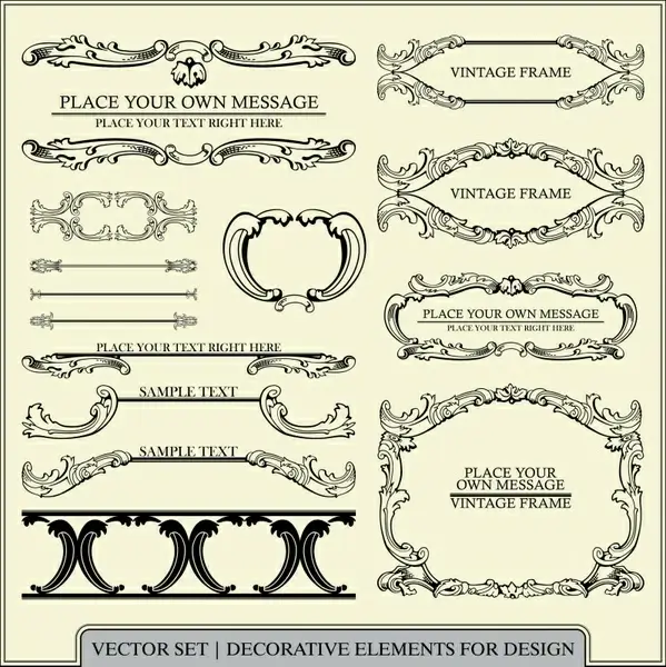 document decorative elements elegant classical symmetric shapes