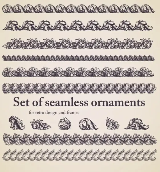 border elements templates elegant classical european seamless shapes