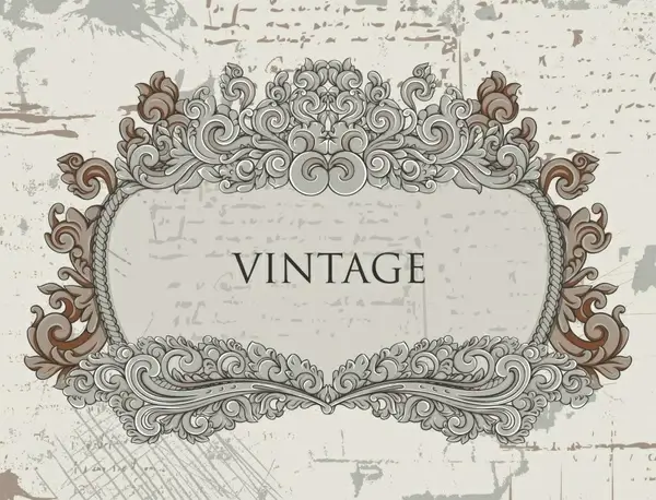 vintage label template elegant symmetric curved decor