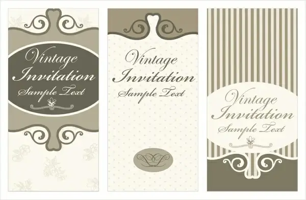 wedding card templates elegant retro decor flat design