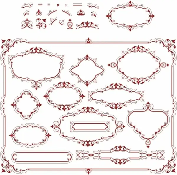 border decorative elements elegant retro symmetric shapes