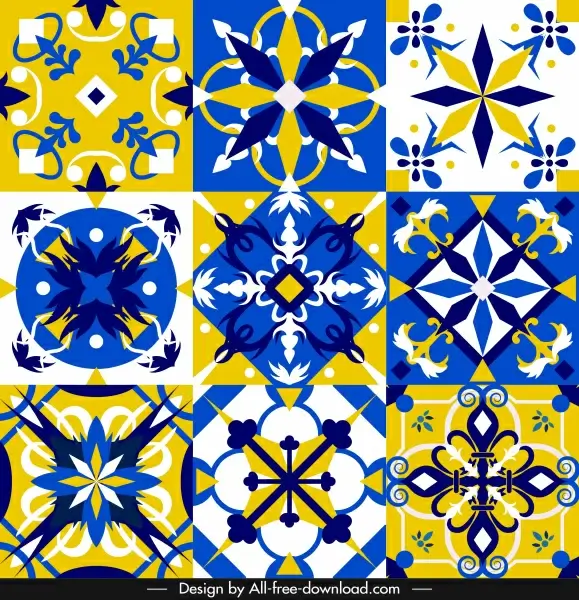 european pattern templates formal colorful symmetric shapes 