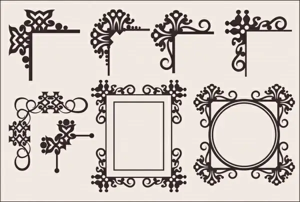 border decorative elements flat classic european symmetric design