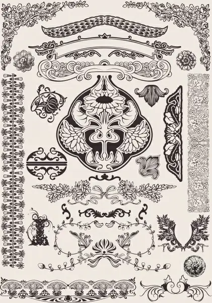 document decorative elements retro european symmetric shapes