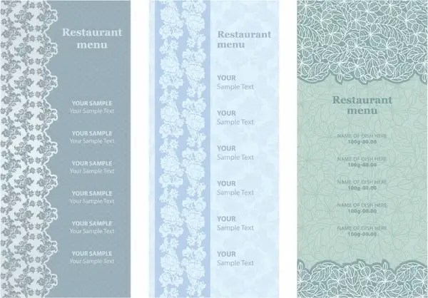 restaurant menu templates elegant classic floral leaves decor