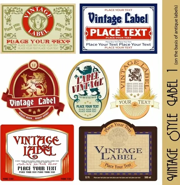 vintage labels templates colorful retro shapes