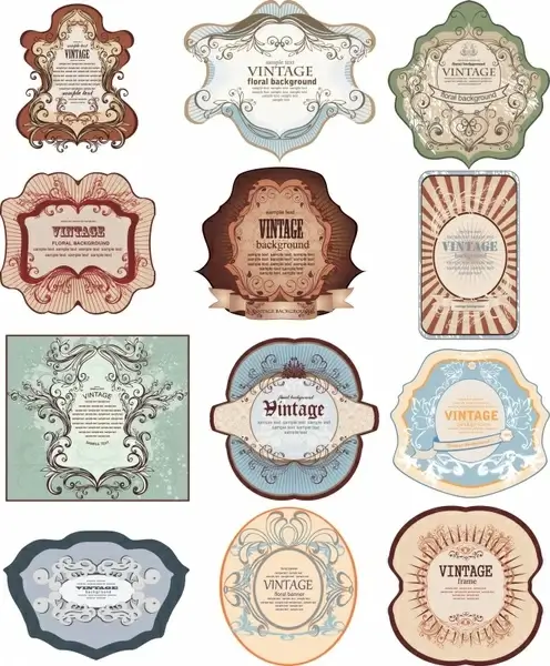 vintage labels templates elegant symmetric decor
